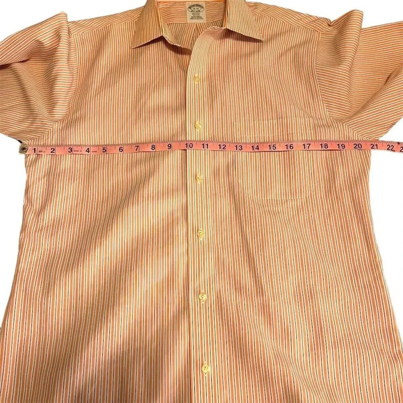 Brooks Brothers Men's Orange Striped Button-Down Shirt Size 15 - Picture 3 of 10